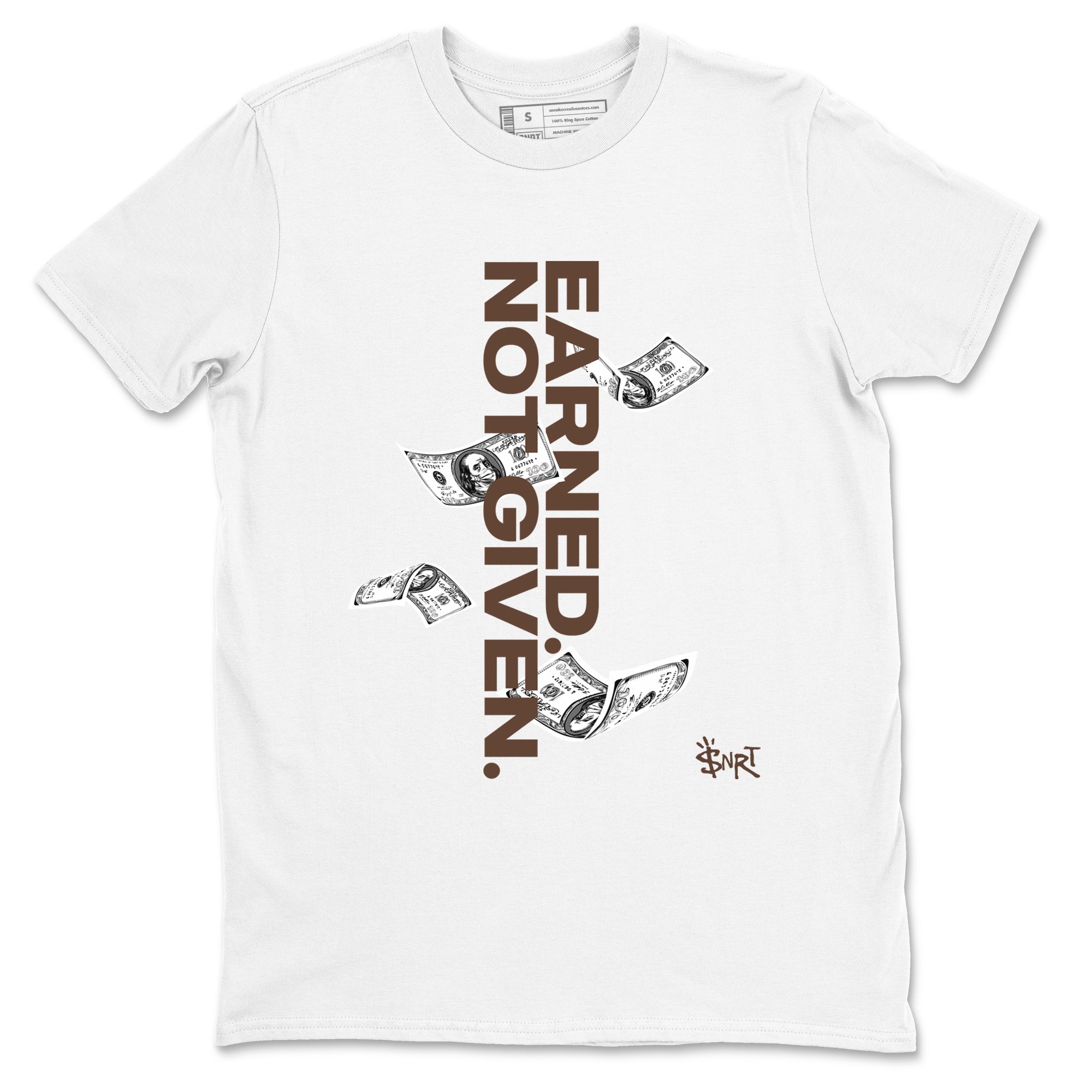 AJ12 Baroque Brown shirts to match jordans Earned Not Given best t shirts to wear with jordans SoleFly x Jordan 12 Baroque Brown match shoes to clothes SNRT Sneaker Tees unisex cotton White 2 shirts