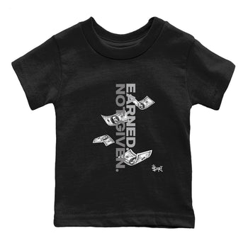 12s Black Wolf Grey shirts to match jordans Earned Not Given sneaker match tees Air Jordan 12 Barons SNRT Sneaker Release Tees Youth Baby Black 2 crew neck shirts