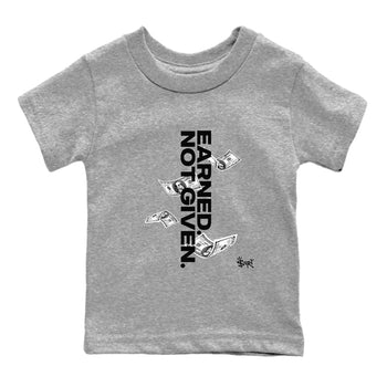 12s Black Wolf Grey shirts to match jordans Earned Not Given sneaker match tees Air Jordan 12 Barons SNRT Sneaker Release Tees Youth Baby Heather Grey 2 crew neck shirts