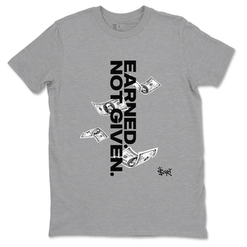 12s Black Wolf Grey shirts to match jordans Earned Not Given sneaker match tees Air Jordan 12 Barons SNRT Sneaker Release Tees unisex cotton Heather Grey 2 crew neck shirts