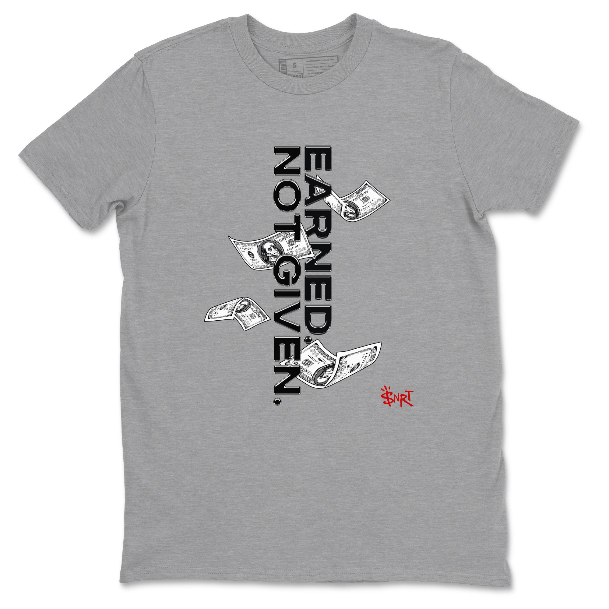 14s Black Toe t shirts to match sneakers Earned Not Given sneaker match tees Air Jordan 14 Black Toe shirt SNRT Sneaker Tees unisex cotton Heather Grey 2 shirts