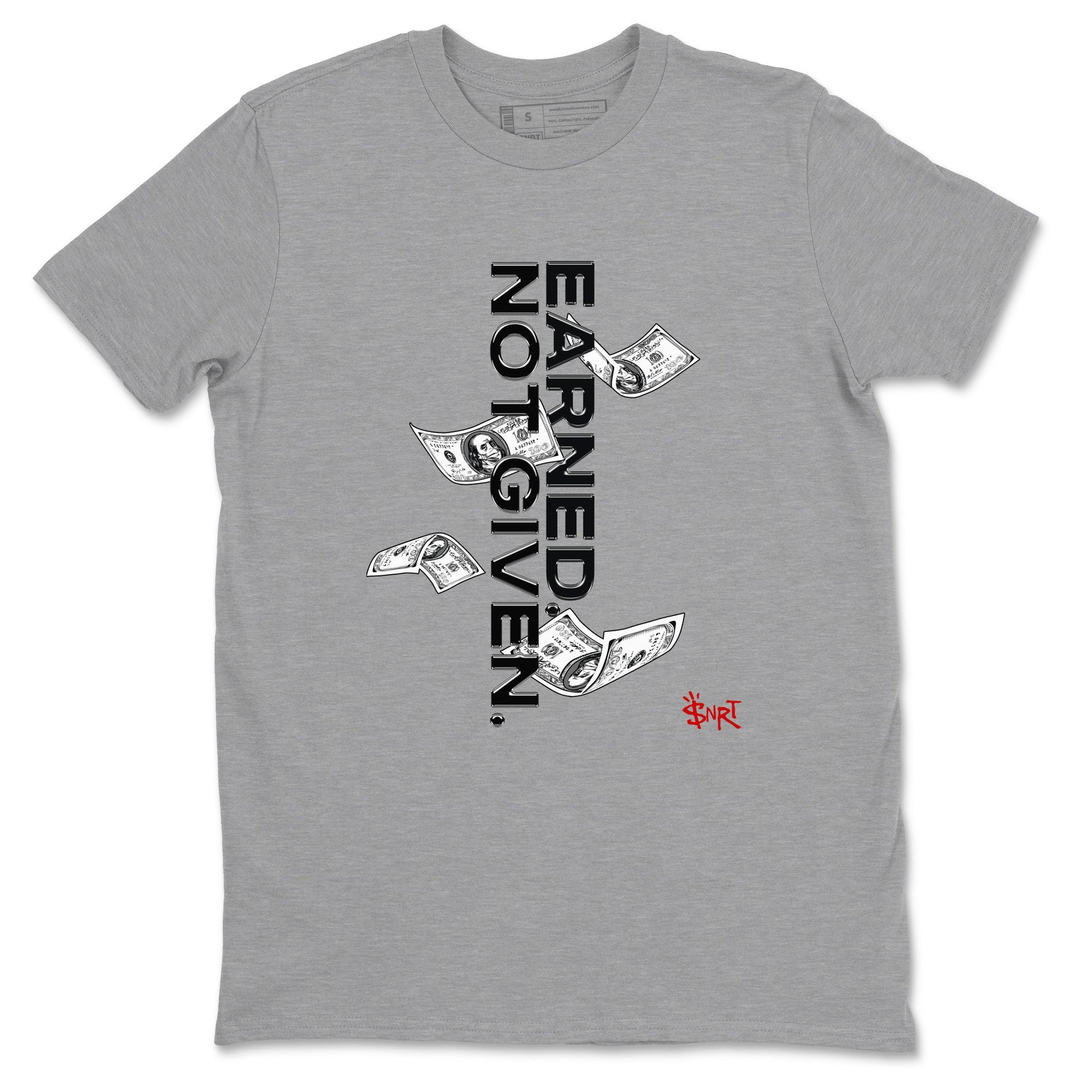 14s Black Toe t shirts to match sneakers Earned Not Given sneaker match tees Air Jordan 14 Black Toe shirt SNRT Sneaker Tees unisex cotton Heather Grey 2 shirts