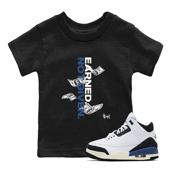 3s For The Love to match jordans Earned Not Given best t shirts to wear with jordans A Ma Maniere x Air Jordan 3 Diffused Blue match shoes to clothes SNRT Sneaker Tees Youth Baby Black 1 tee