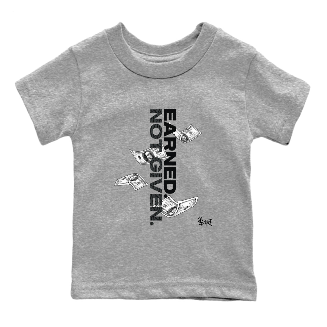 3s Black Cat shirts to match jordans Earned Not Given sneaker match tees Air Jordan 3 Retro Black Cat match shoes to clothes SNRT Sneaker Tees Youth Baby Heather Grey 2 tee