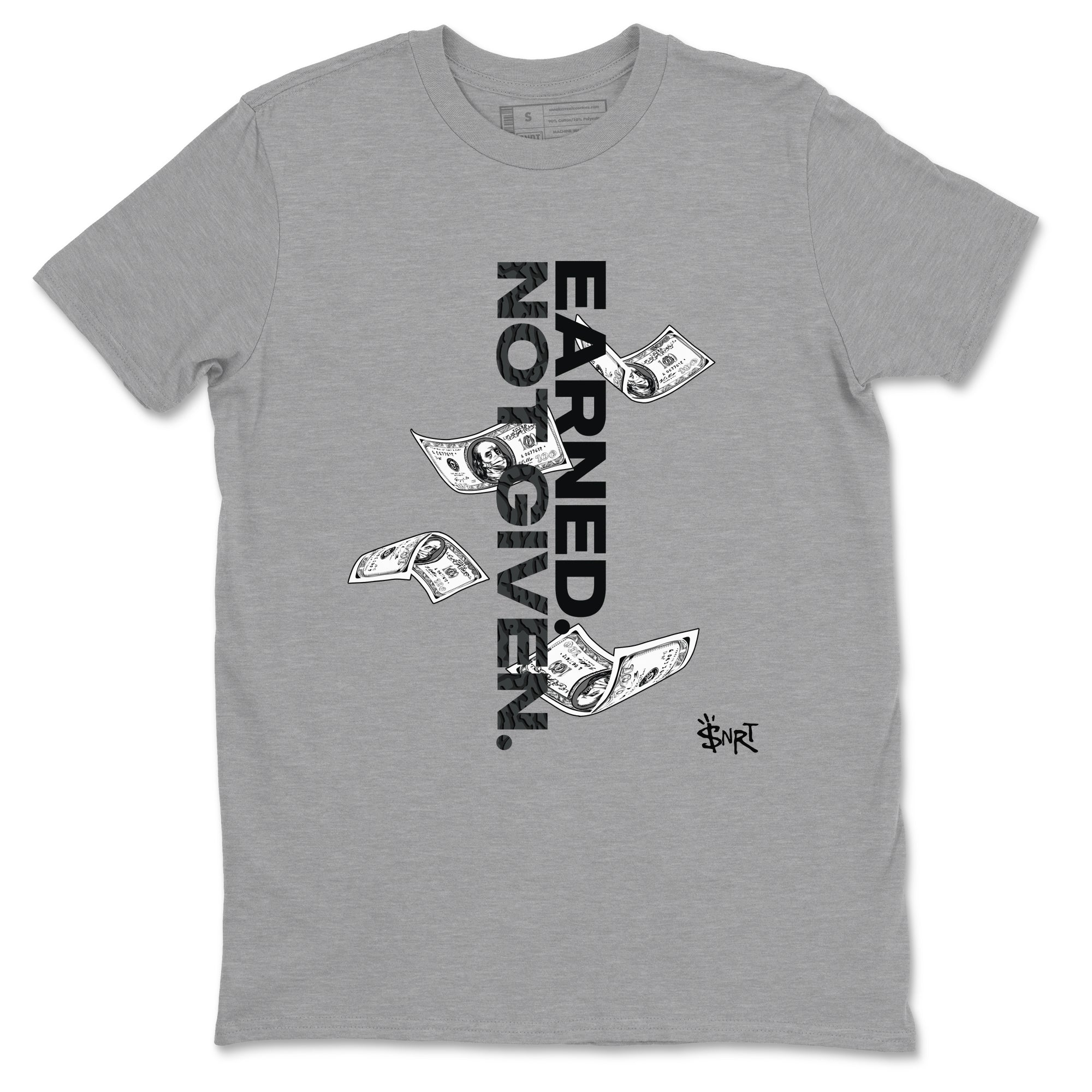 3s Black Cat shirts to match jordans Earned Not Given sneaker match tees Air Jordan 3 Retro Black Cat match shoes to clothes SNRT Sneaker Tees unisex cotton Heather Grey 2 shirts