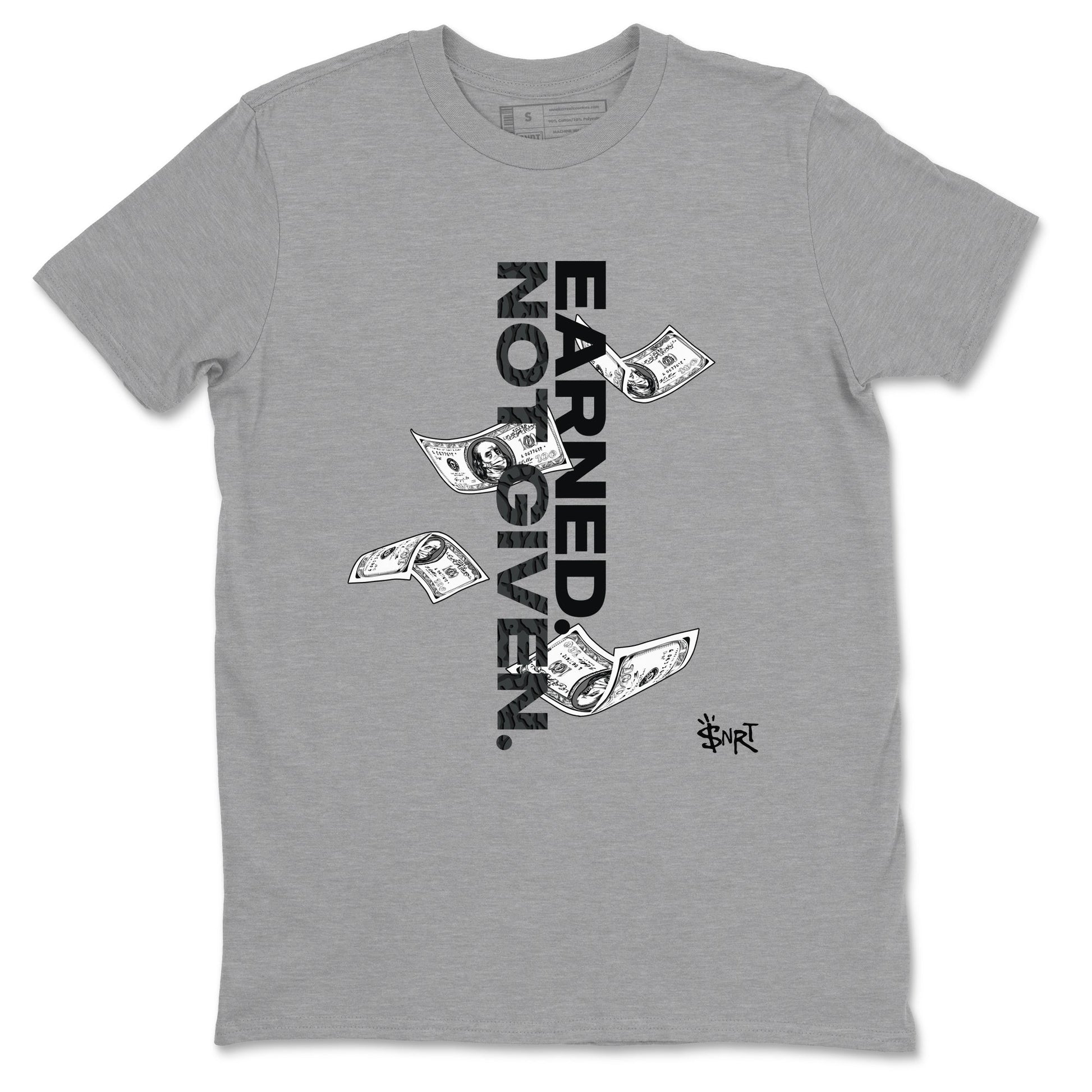 3s Black Cat shirts to match jordans Earned Not Given sneaker match tees Air Jordan 3 Retro Black Cat match shoes to clothes SNRT Sneaker Tees unisex cotton Heather Grey 2 shirts