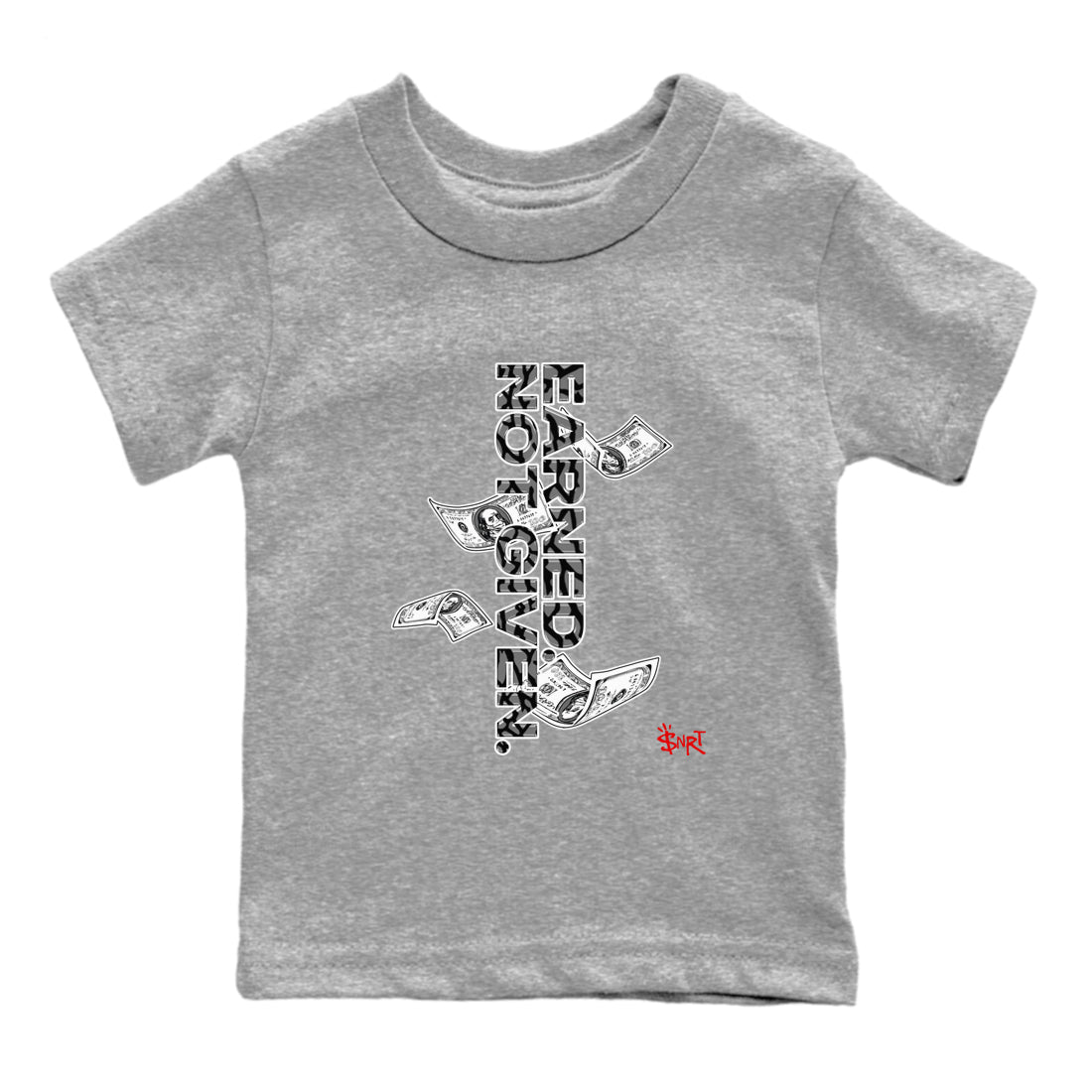 3s Black Cement shirts to match jordans Earned Not Given sneaker match tees Air Jordan 3 Black Cement match shoes to clothes SNRT Sneaker Tees Youth Baby Heather Grey 2 tee