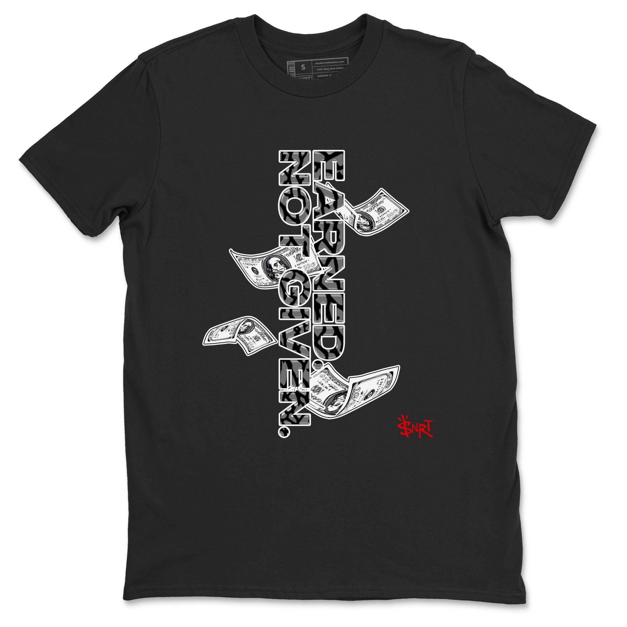 3s Black Cement shirts to match jordans Earned Not Given sneaker match tees Air Jordan 3 Black Cement match shoes to clothes SNRT Sneaker Tees unisex cotton Black 2 shirts