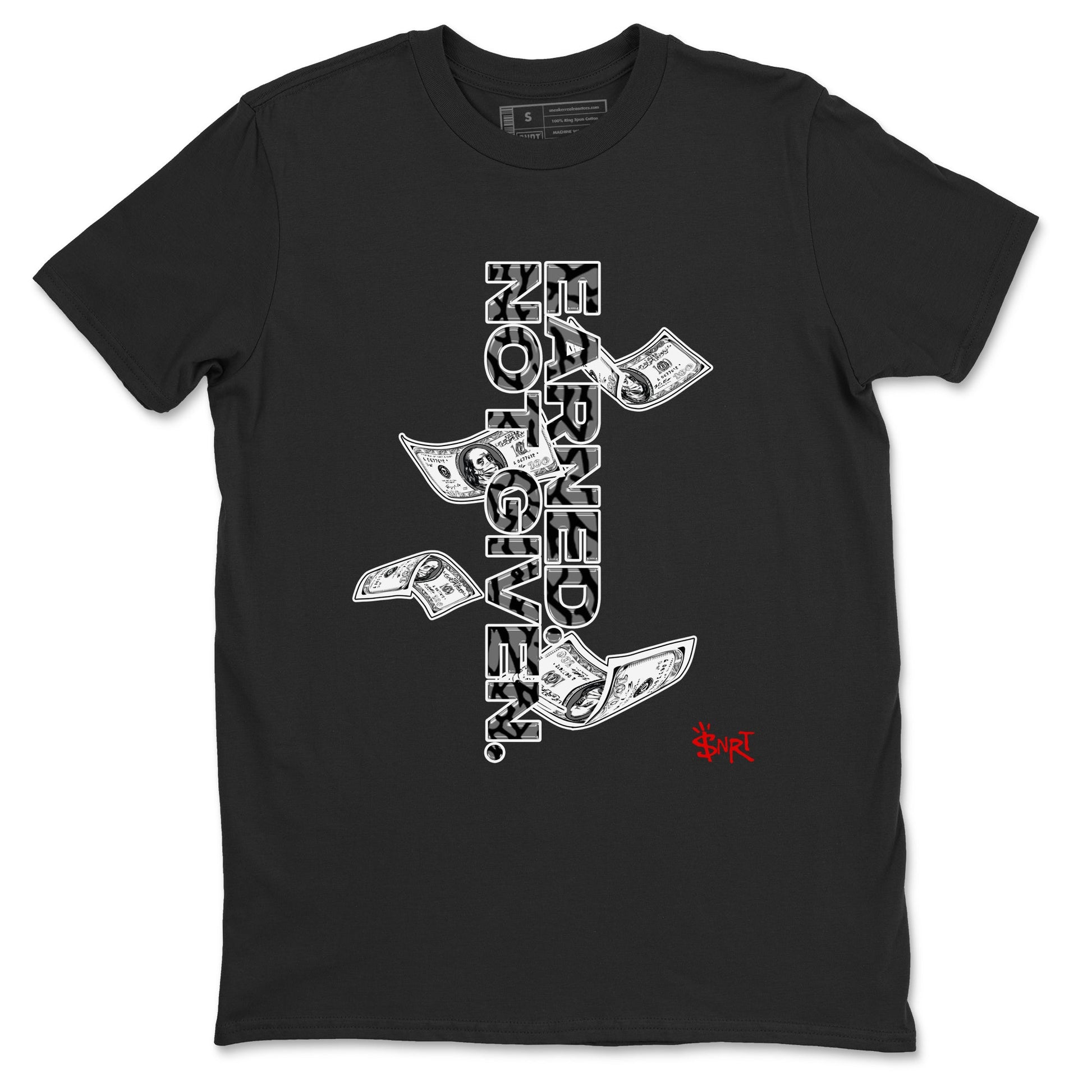 3s Black Cement shirts to match jordans Earned Not Given sneaker match tees Air Jordan 3 Black Cement match shoes to clothes SNRT Sneaker Tees unisex cotton Black 2 shirts