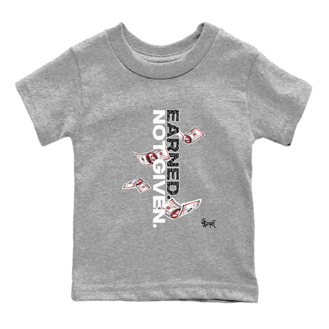3s Cement Grey shirts to match jordans Earned Not Given sneaker match tees Air Jordan 3 Cement Grey SNRT Sneaker Release Tees Youth Baby Heather Grey 2 crew neck shirts