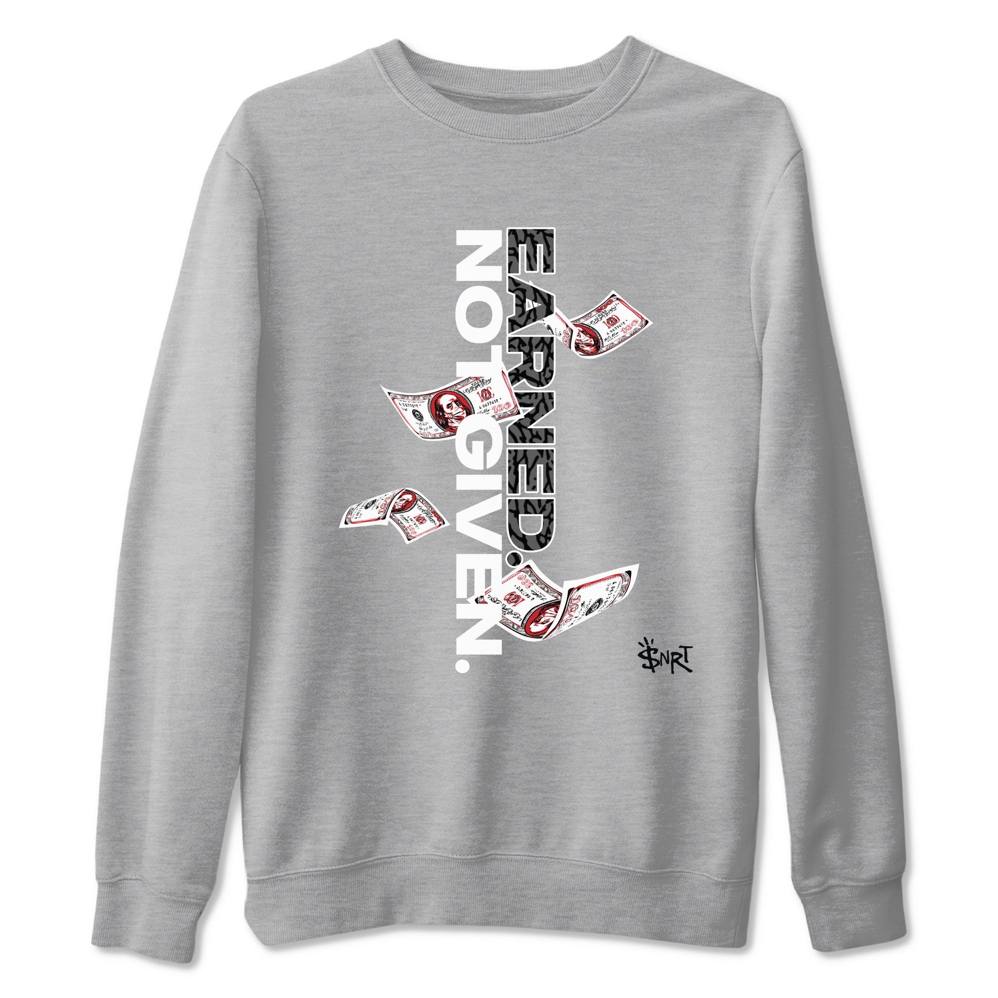 3s Cement Grey shirts to match jordans Earned Not Given sneaker match tees Air Jordan 3 Cement Grey SNRT Sneaker Release Tees unisex cotton Heather Grey 2 crew neck shirts