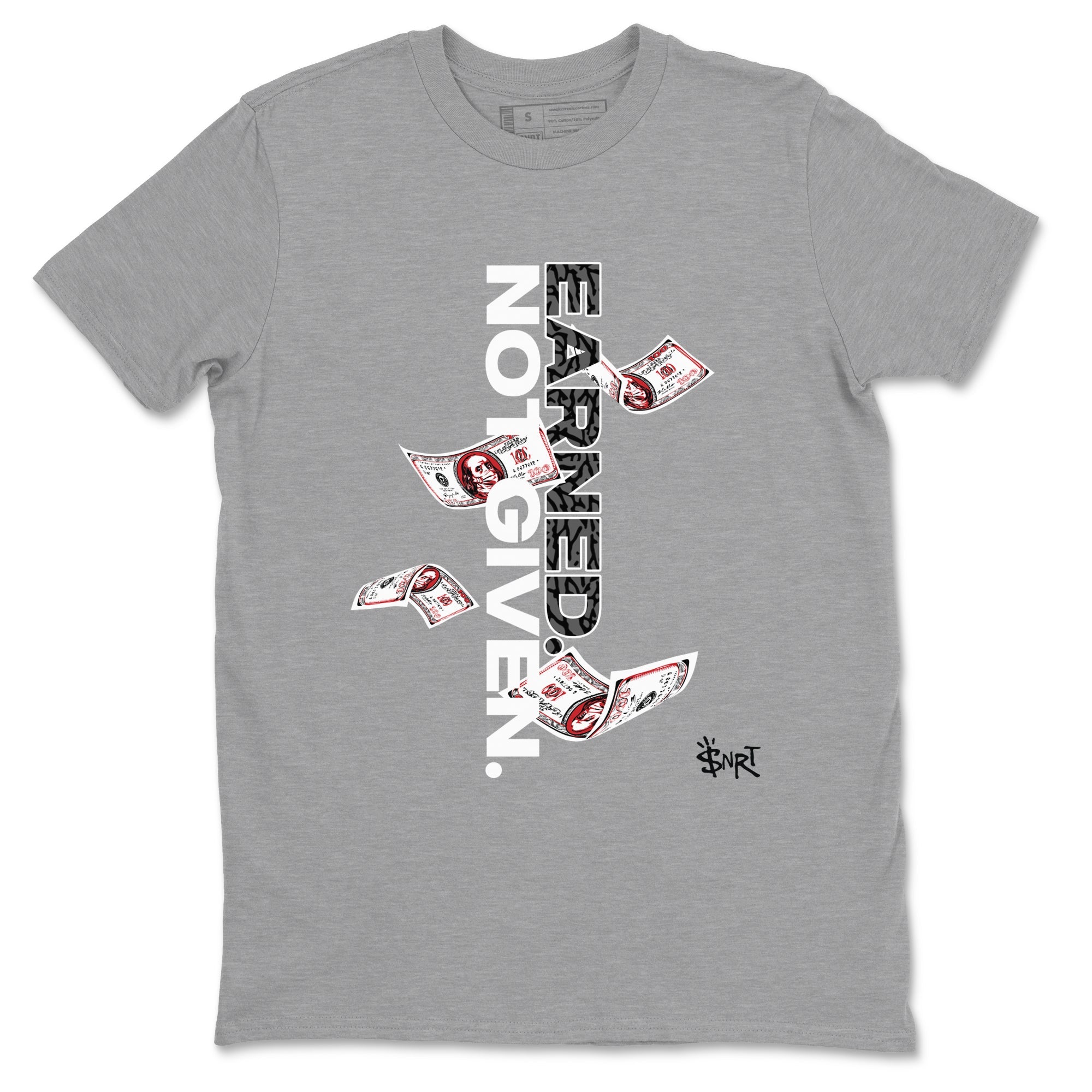 3s Cement Grey shirts to match jordans Earned Not Given sneaker match tees Air Jordan 3 Cement Grey SNRT Sneaker Release Tees unisex cotton Heather Grey 2 crew neck shirts