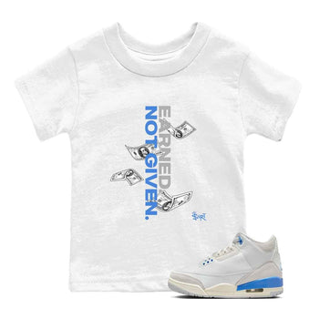 3s Lucky Shorts shirts to match jordans Earned Not Given best t shirts to wear with jordans Air Jordan 3 Lucky Shorts match shoes to clothes SNRT Sneaker Tees Youth Baby White 1 tee