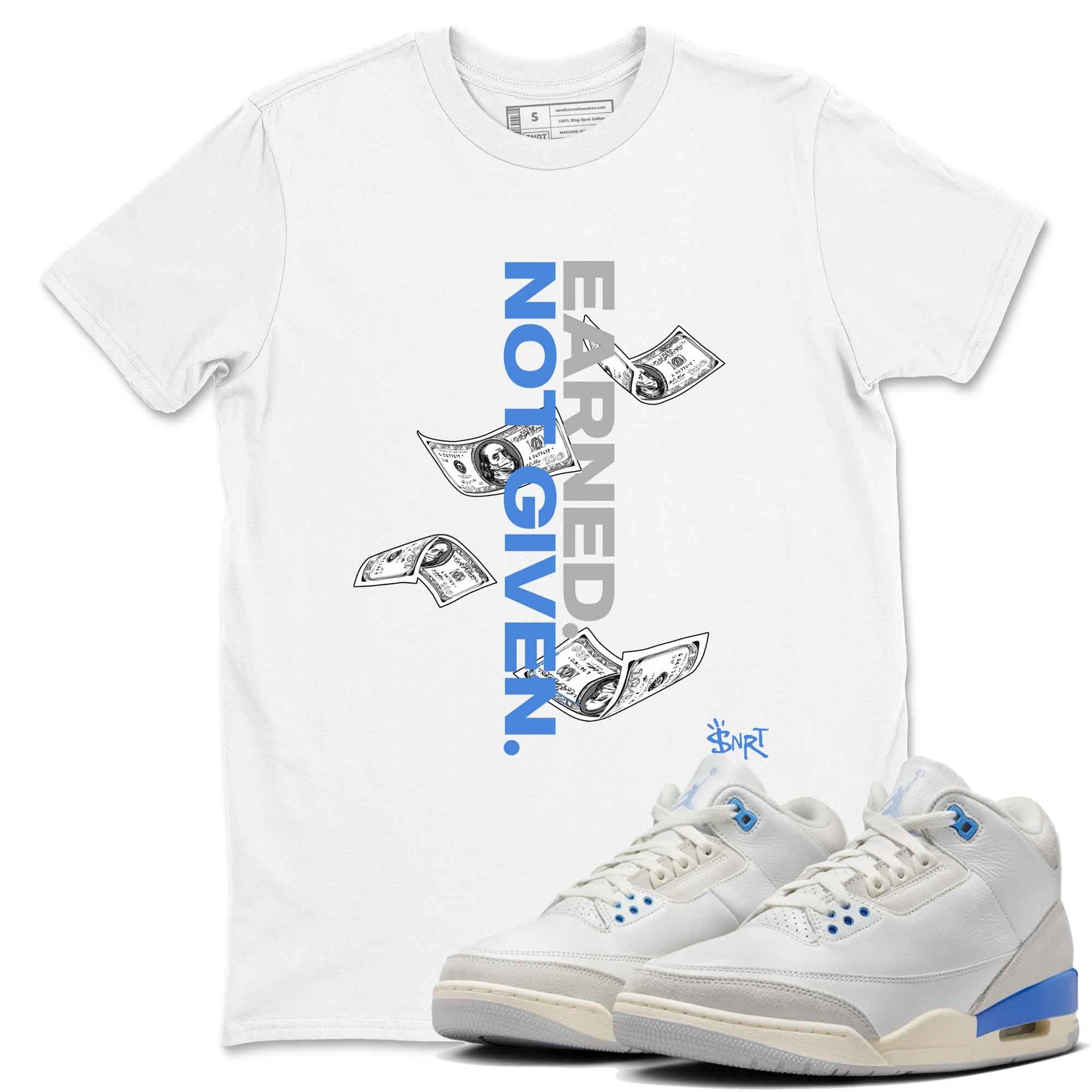 3s Lucky Shorts shirts to match jordans Earned Not Given best t shirts to wear with jordans Air Jordan 3 Lucky Shorts match shoes to clothes SNRT Sneaker Tees unisex cotton White 1 shirts