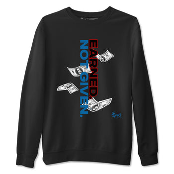 Earned Not Given sneaker match t-shirt styled to complete your fit with the Air Jordan 3 Rare Air sneakers, shown in Black 2.