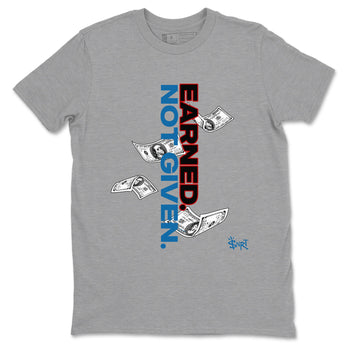 Earned Not Given sneaker match t-shirt styled to complete your fit with the Air Jordan 3 Rare Air sneakers, shown in Heather Grey 2.