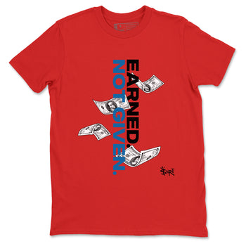 Earned Not Given sneaker match t-shirt styled to complete your fit with the Air Jordan 3 Rare Air sneakers, shown in Red 2.