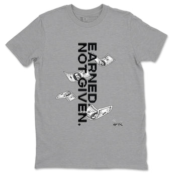 4s Black Cat shirts to match jordans Earned Not Given sneaker match tees Air Jordan 4 Black Cat match shoes to clothes SNRT Sneaker Tees unisex cotton Heather Grey 2 shirts
