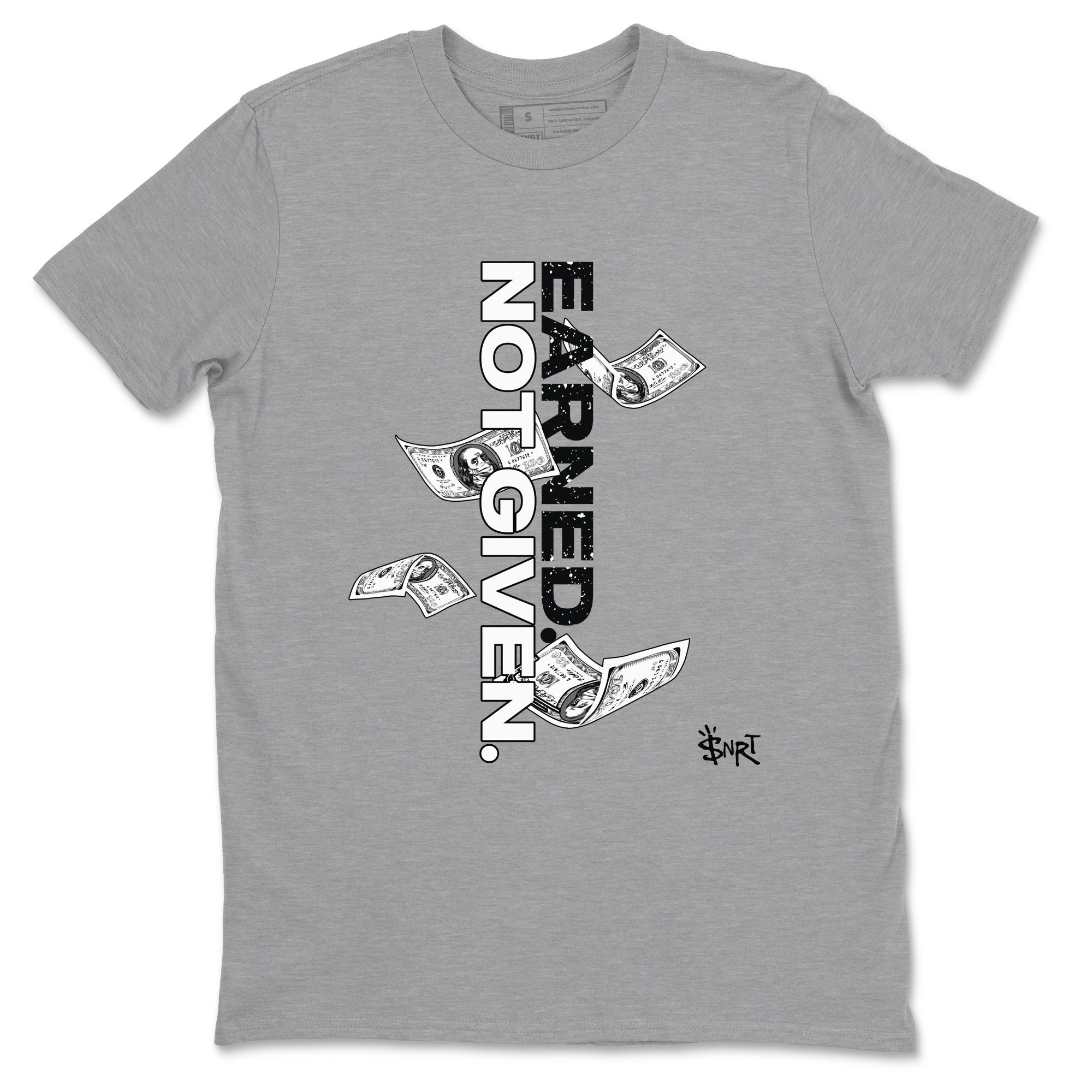 4s Fear shirts to match jordans Earned Not Given sneaker match tees Air Jordan 4 Retro Fear match shoes to clothes SNRT Sneaker Tees unisex cotton Heather Grey 2 shirts