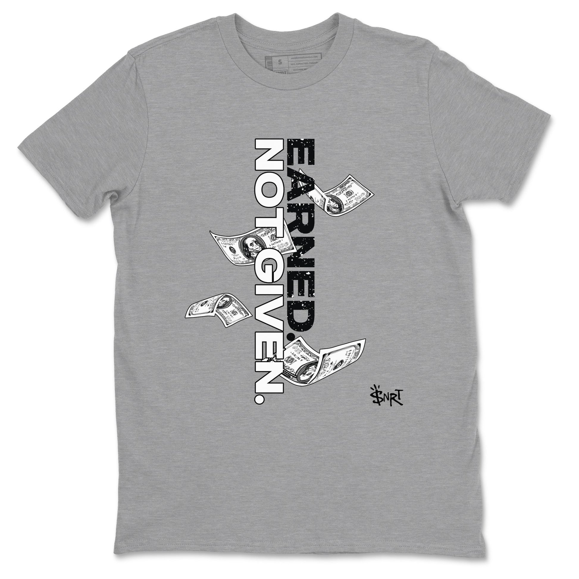 4s Fear shirts to match jordans Earned Not Given sneaker match tees Air Jordan 4 Retro Fear match shoes to clothes SNRT Sneaker Tees unisex cotton Heather Grey 2 shirts