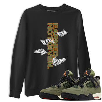 Sneaker match tees – Sneaker Tees To Match Undefeated inspired colorways Air Jordan 4 OG Olive Shoes  – Earned Not Given Tee Black 1