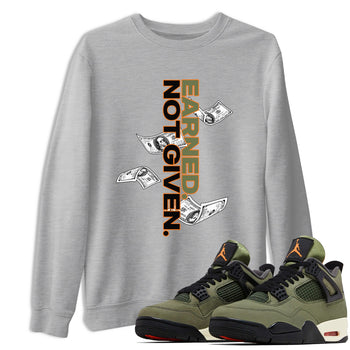 Sneaker match tees – Sneaker Tees To Match Undefeated inspired colorways Air Jordan 4 OG Olive Shoes  – Earned Not Given Tee Heather Grey 1