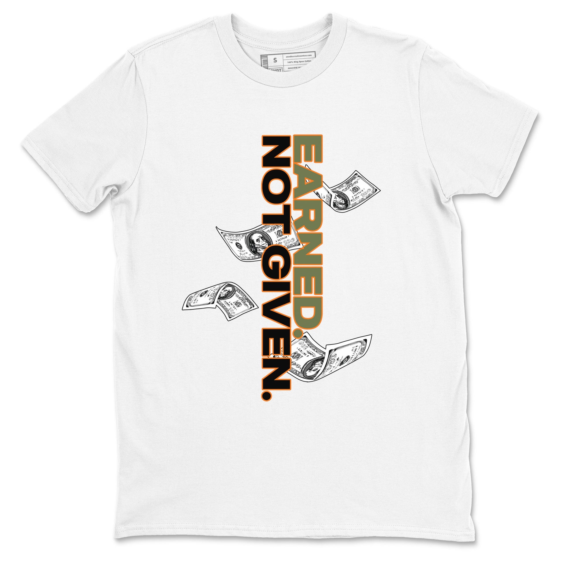 Sneaker match tees – Sneaker Tees To Match Undefeated inspired colorways Air Jordan 4 OG Olive Shoes  – Earned Not Given Tee White 2