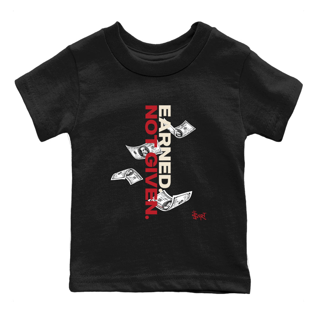 Sneaker match tees – Sneaker Tees To Match Air Jordan 4 Valentines Day Shoes – Earned Not Given Kids T-Shirt Black 2