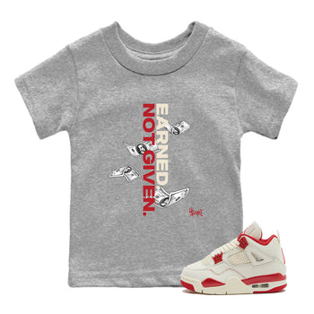 Sneaker match tees – Sneaker Tees To Match Air Jordan 4 Valentines Day Shoes – Earned Not Given Kids T-Shirt Heather Grey 1