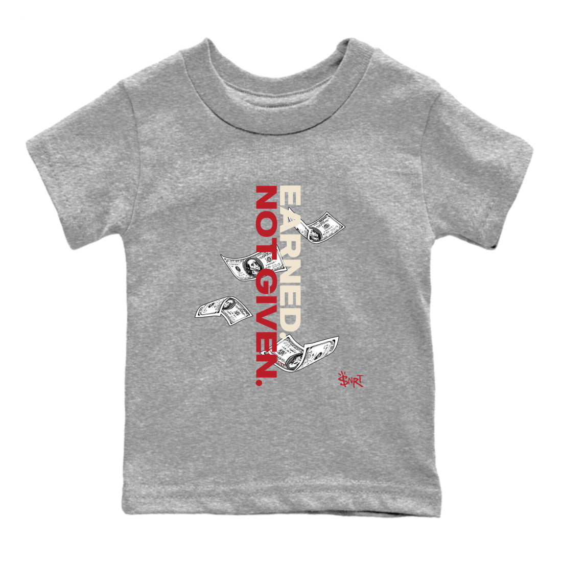 Sneaker match tees – Sneaker Tees To Match Air Jordan 4 Valentines Day Shoes – Earned Not Given Kids T-Shirt Heather Grey 2