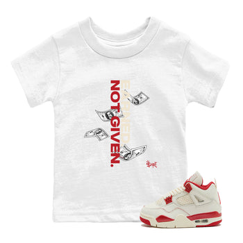 Sneaker match tees – Sneaker Tees To Match Air Jordan 4 Valentines Day Shoes – Earned Not Given Kids T-Shirt White 1