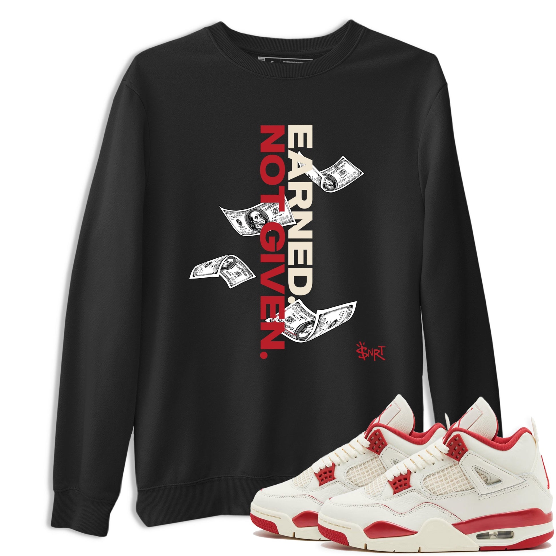 Sneaker match tees – Sneaker Tees To Match Air Jordan 4 Valentines Day Shoes – Earned Not Given Tee Black 1