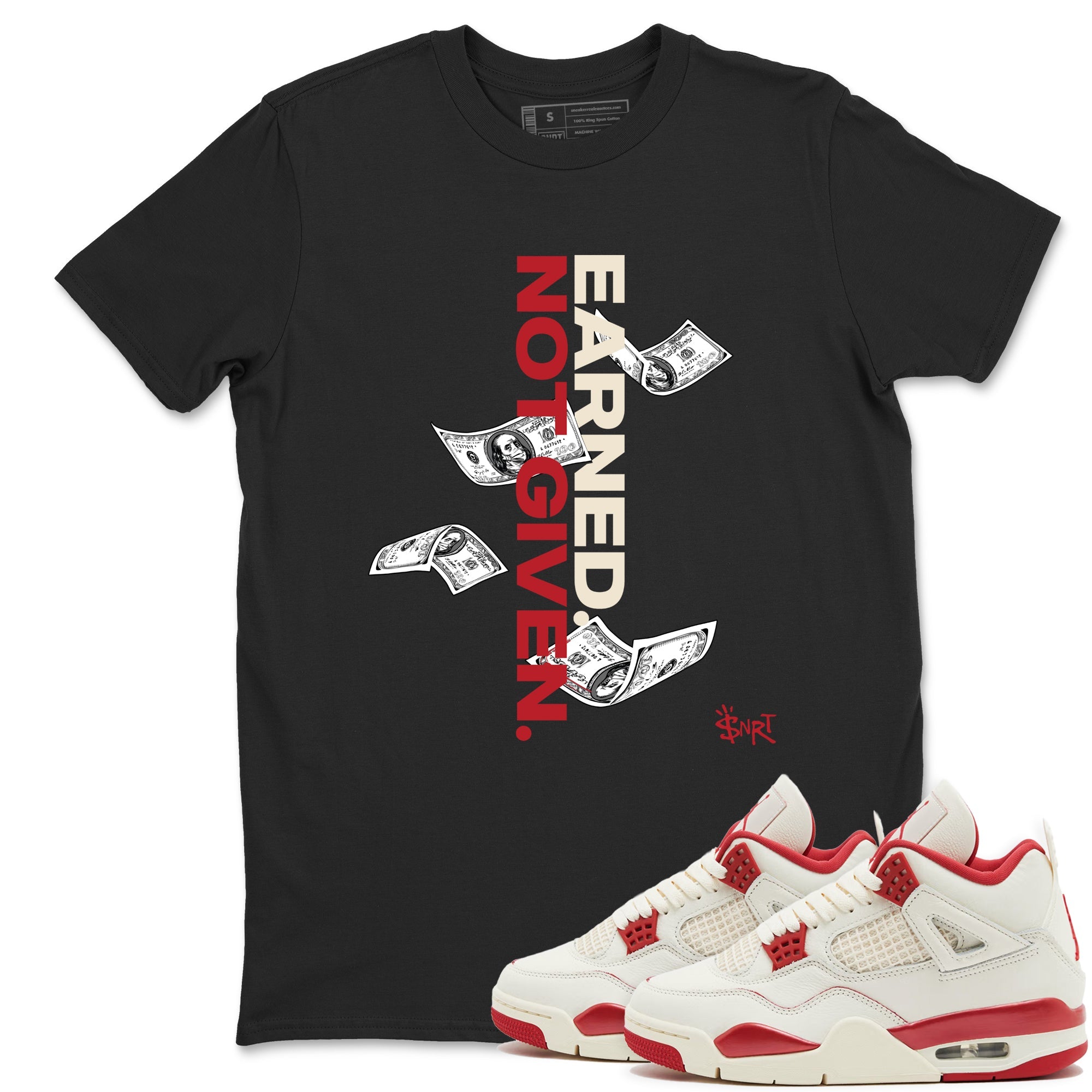 Sneaker match tees – Sneaker Tees To Match Air Jordan 4 Valentines Day Shoes – Earned Not Given Tee Black 1