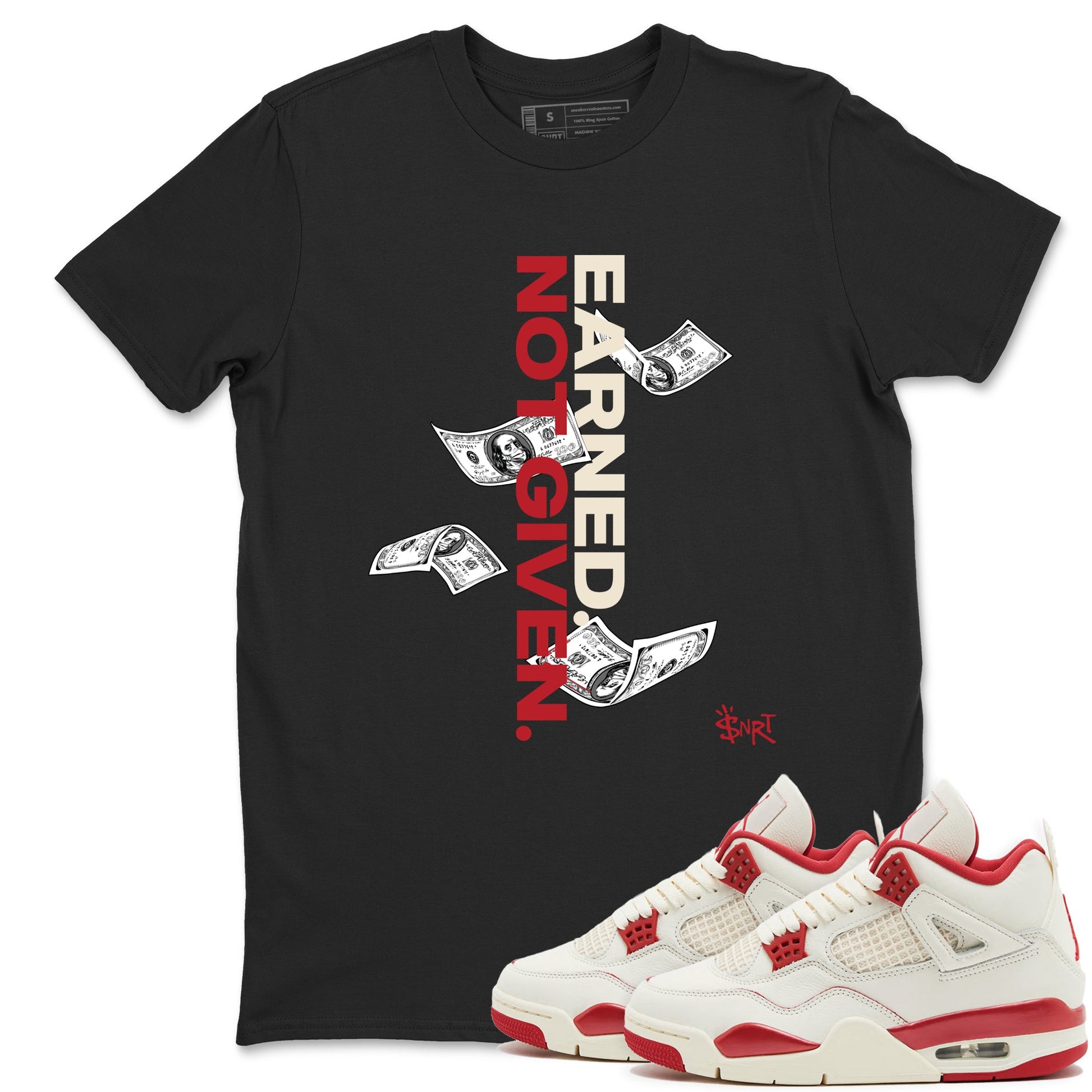 Sneaker match tees – Sneaker Tees To Match Air Jordan 4 Valentines Day Shoes – Earned Not Given Tee Black 1