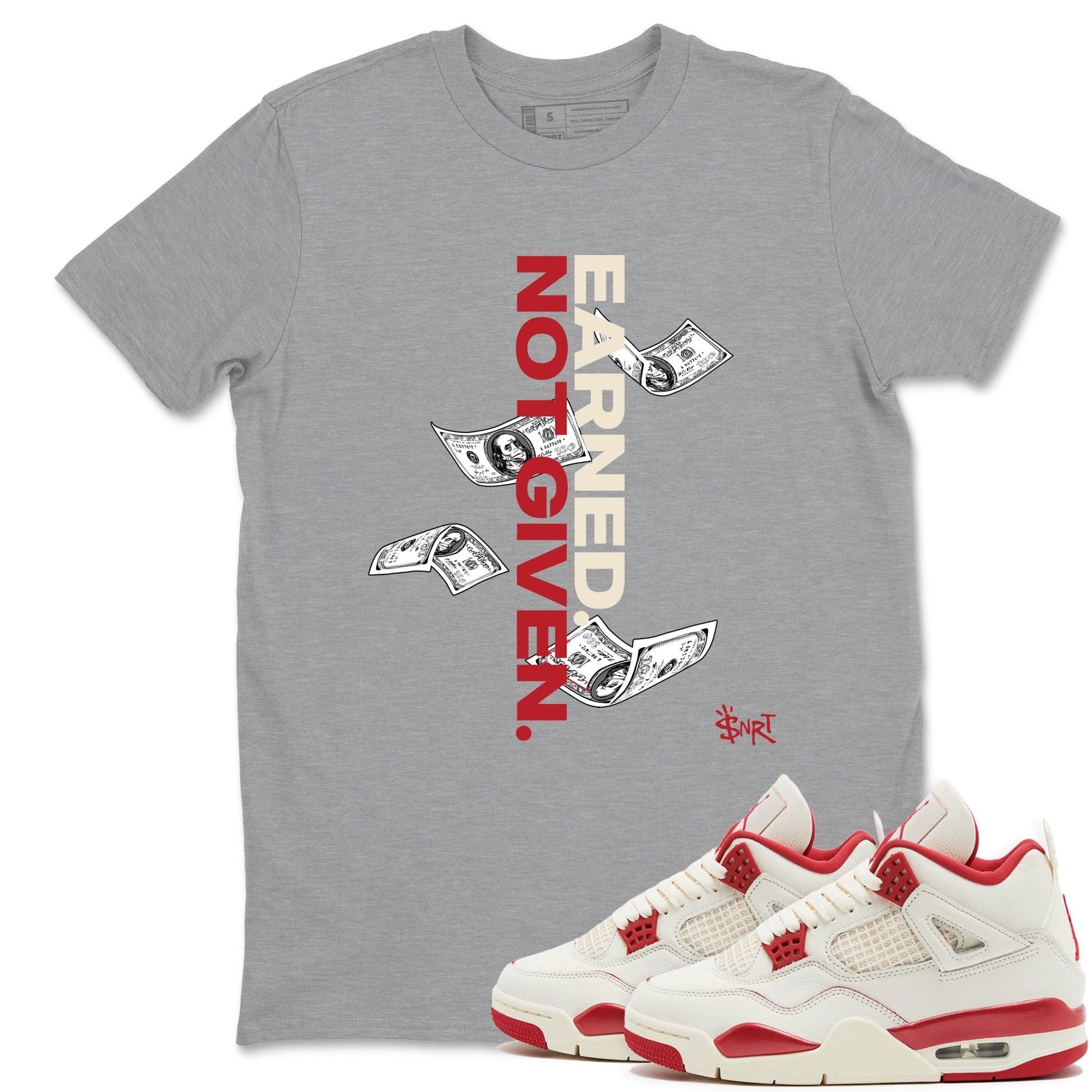 Sneaker match tees – Sneaker Tees To Match Air Jordan 4 Valentines Day Shoes – Earned Not Given Tee Heather Grey 1