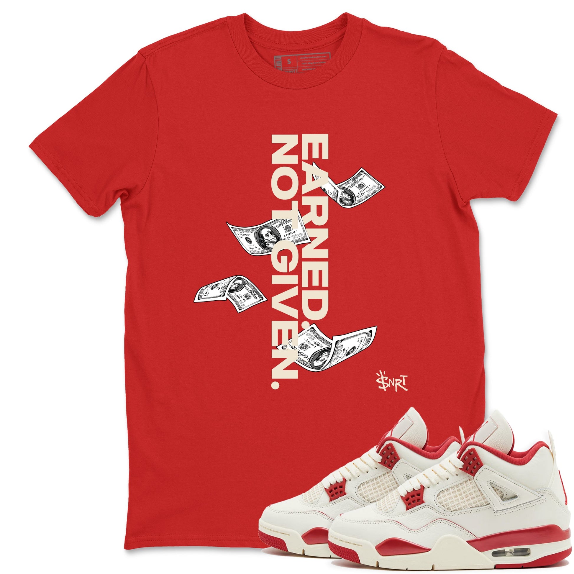 Sneaker match tees – Sneaker Tees To Match Air Jordan 4 Valentines Day Shoes – Earned Not Given Tee Red 1