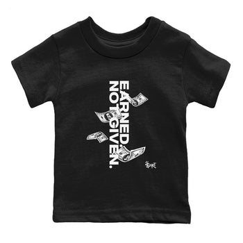 4s White Thunder shirts to match jordans Earned Not Given sneaker match tees Air Jordan 4 White Thunder SNRT Sneaker Release Tees Youth Baby Black 2 crew neck shirts