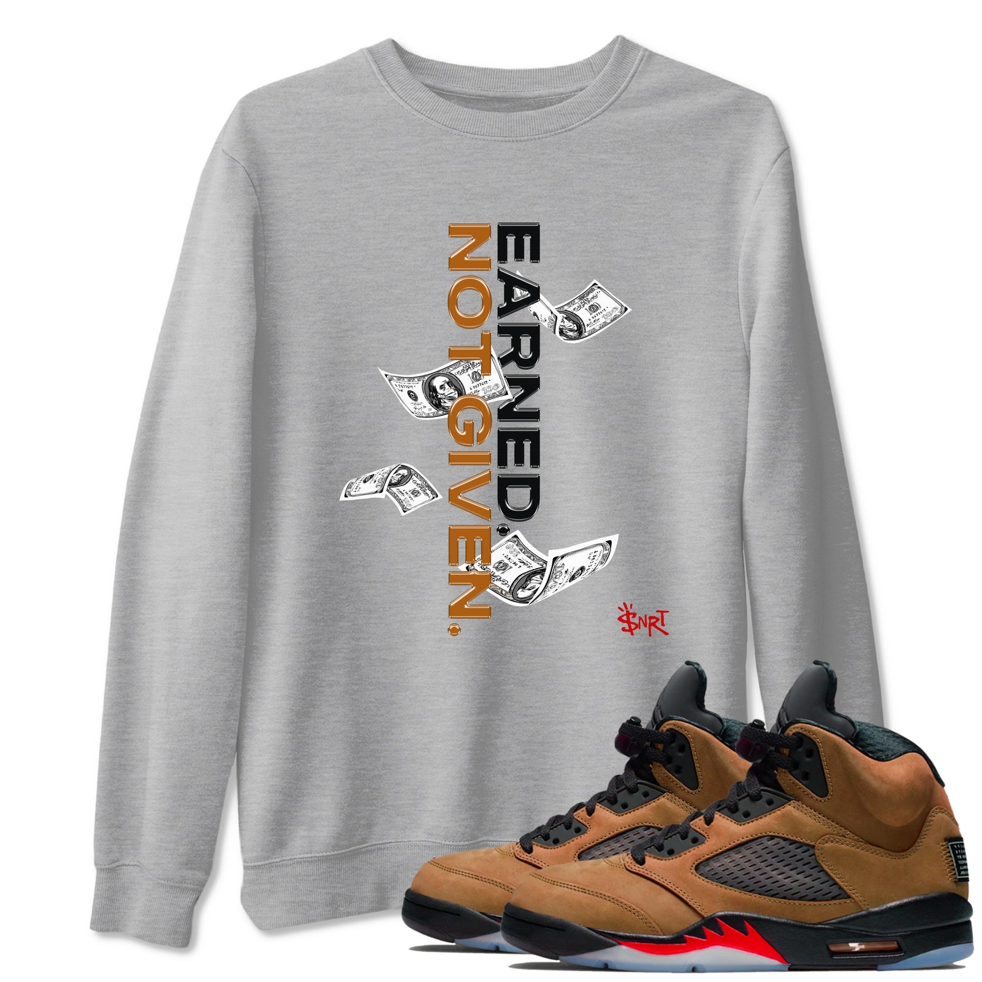 5s Archaeo Brown shirts to match jordans Earned Not Given sneaker match tees Air Jordan 5 Archaeo Brown match shoes to clothes SNRT Sneaker Tees unisex cotton Heather Grey 1 shirts