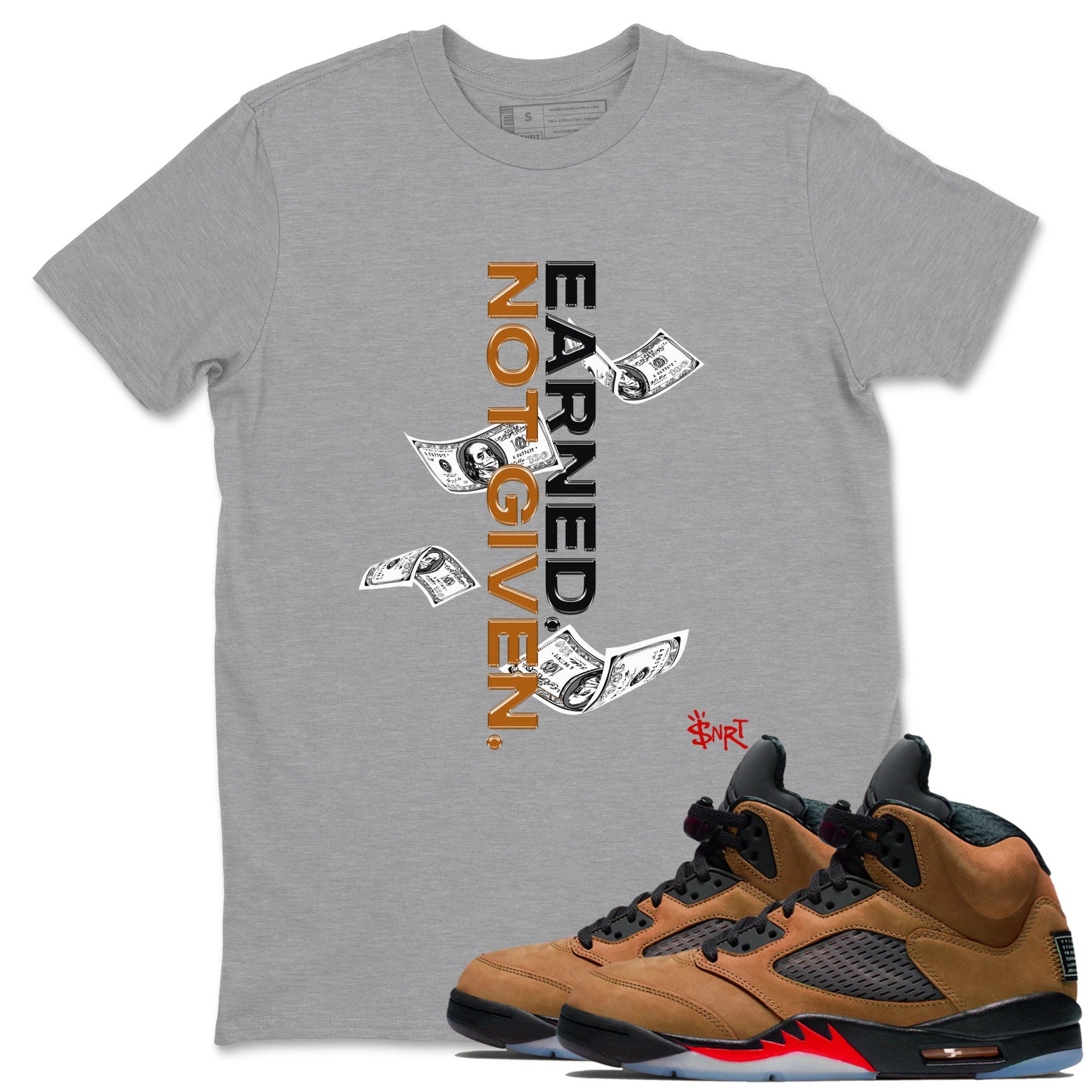 5s Archaeo Brown shirts to match jordans Earned Not Given sneaker match tees Air Jordan 5 Archaeo Brown match shoes to clothes SNRT Sneaker Tees unisex cotton Heather Grey 1 shirts