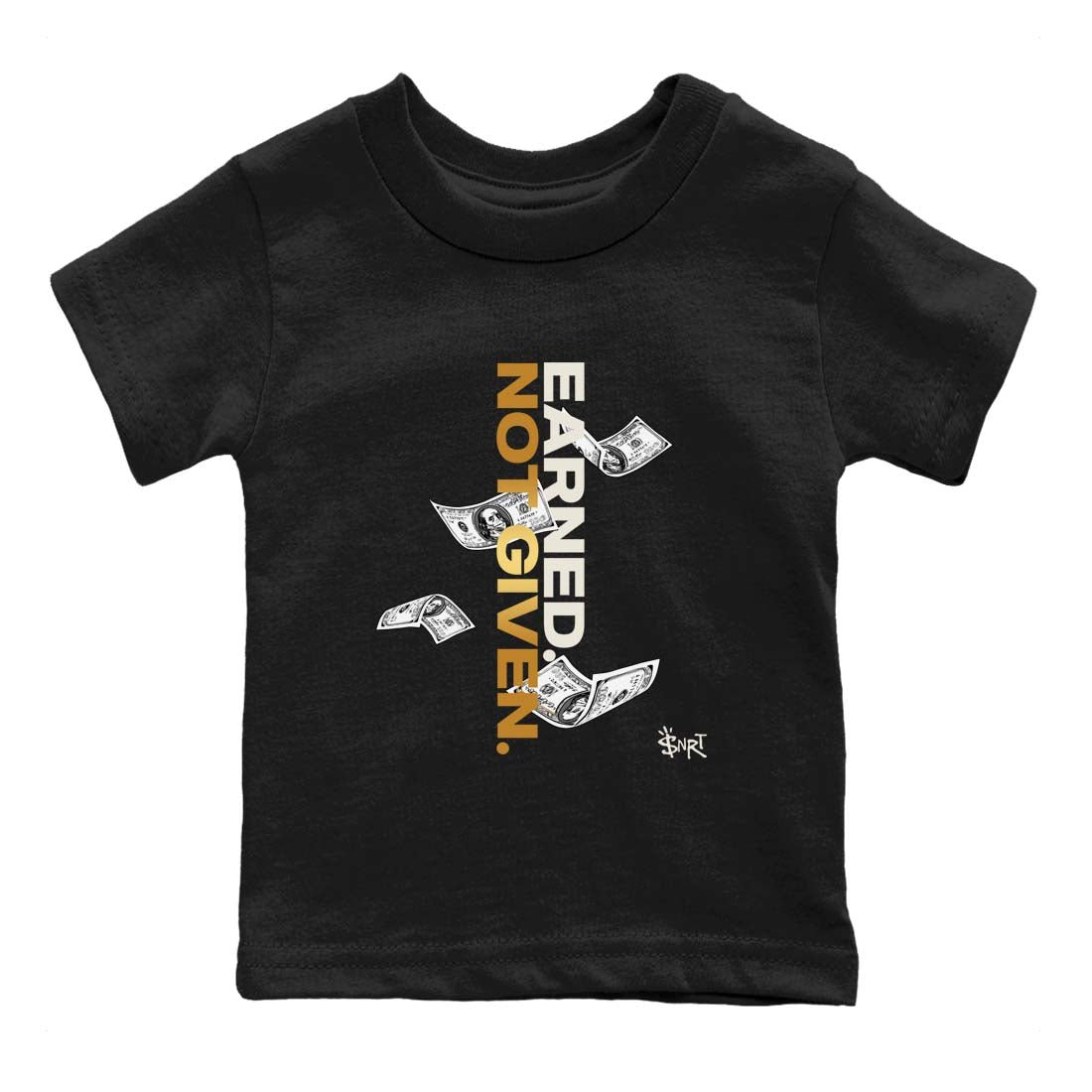 5s Golden Ticket shirts to match jordans  Earned Not Given shirts to match jordans Air Jordan 5 Golden Ticket match shoes to clothes SNRT Sneaker Tees Youth Baby Black 2 tee