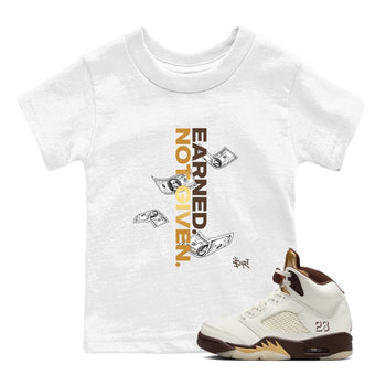 5s Golden Ticket shirts to match jordans  Earned Not Given shirts to match jordans Air Jordan 5 Golden Ticket match shoes to clothes SNRT Sneaker Tees Youth Baby White 1 tee