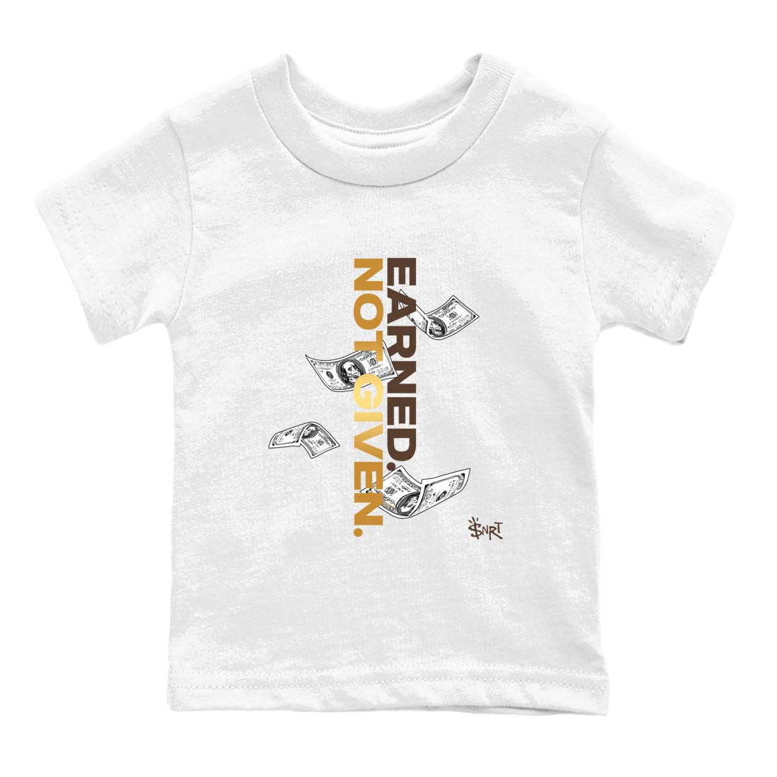 5s Golden Ticket shirts to match jordans  Earned Not Given shirts to match jordans Air Jordan 5 Golden Ticket match shoes to clothes SNRT Sneaker Tees Youth Baby White 2 tee