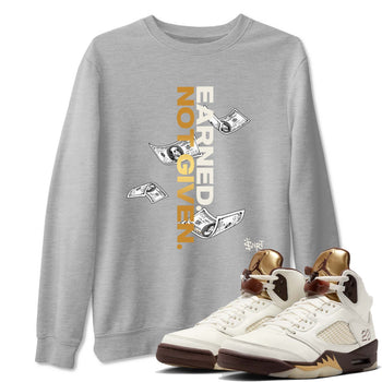 5s Golden Ticket shirts to match jordans  Earned Not Given shirts to match jordans Air Jordan 5 Golden Ticket match shoes to clothes SNRT Sneaker Tees unisex cotton Heather Grey 1 shirts