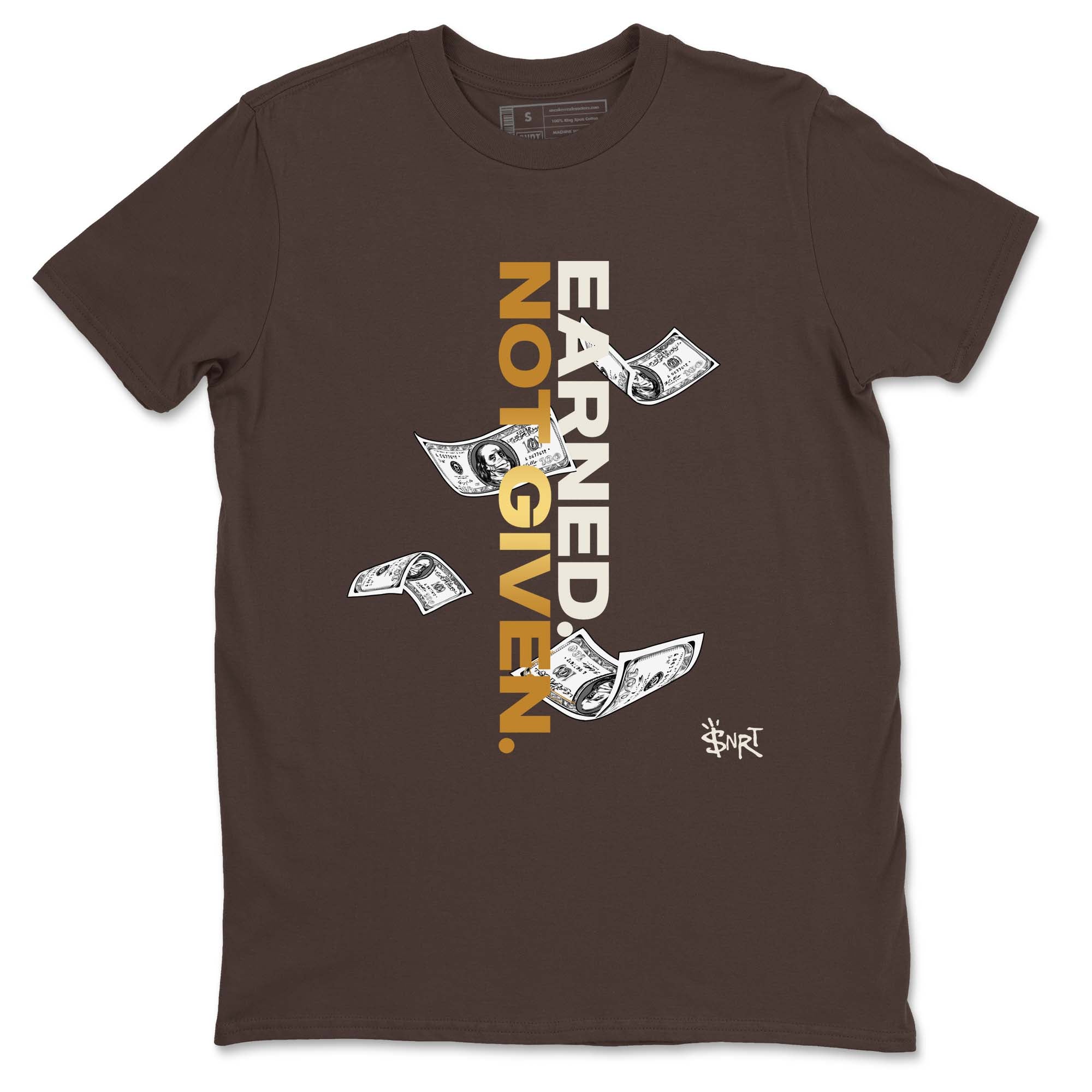 5s Golden Ticket shirts to match jordans  Earned Not Given shirts to match jordans Air Jordan 5 Golden Ticket match shoes to clothes SNRT Sneaker Tees unisex cotton Dark Chocolate 2 shirts