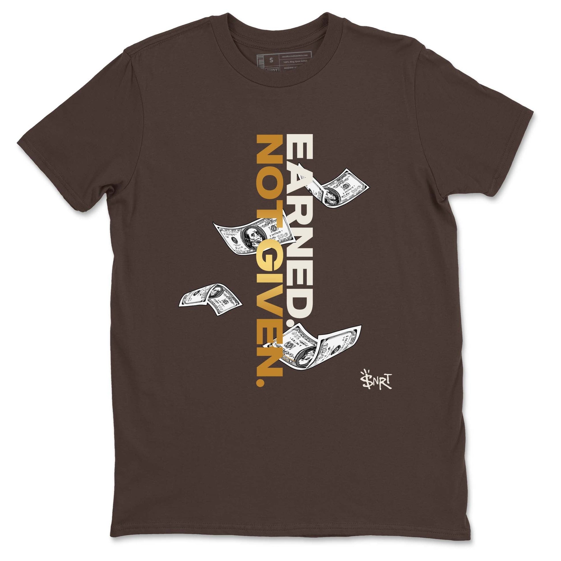 5s Golden Ticket shirts to match jordans  Earned Not Given shirts to match jordans Air Jordan 5 Golden Ticket match shoes to clothes SNRT Sneaker Tees unisex cotton Dark Chocolate 2 shirts