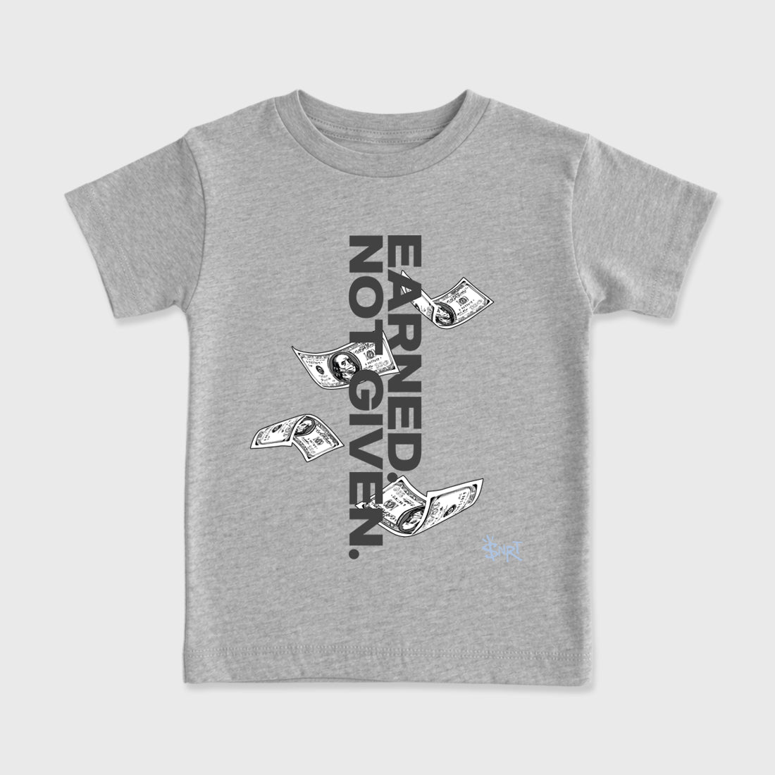 Sneakerfit for Sneakerheads – Sneaker Tees To Match Air Jordan 5 Wolf Grey Sneakers – Earned Not Given Kids T-Shirt Heather Grey 2