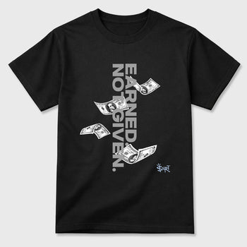 Sneakerfit for Sneakerheads – Sneaker Tees To Match Air Jordan 5 Wolf Grey Sneakers – Earned Not Given Tee Black 2