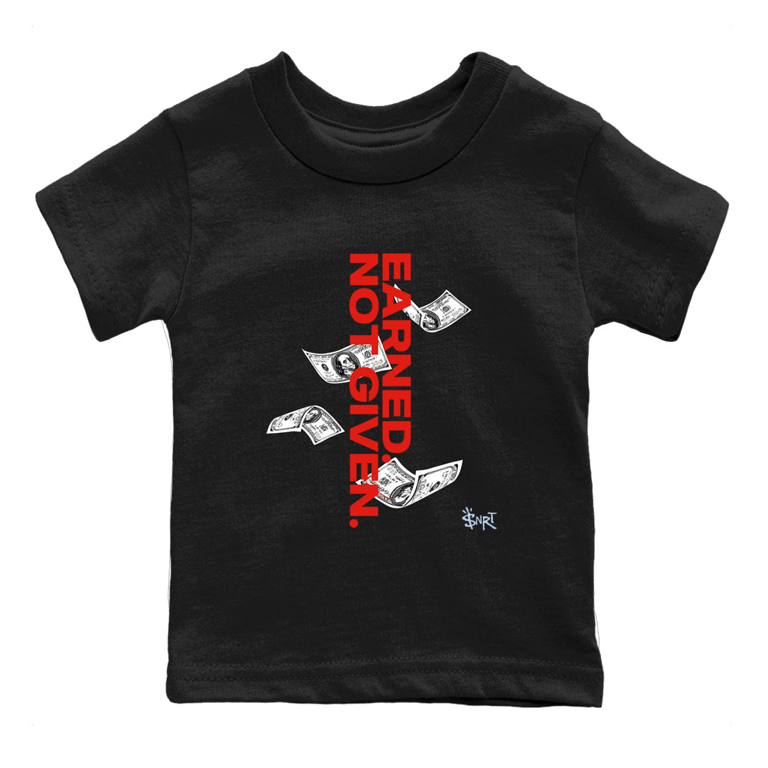 Sneaker match tees – Sneaker Tees To Match Air Jordan 6 Reverse Infrared Shoes – Earned Not Given Kids T-Shirt Black 2