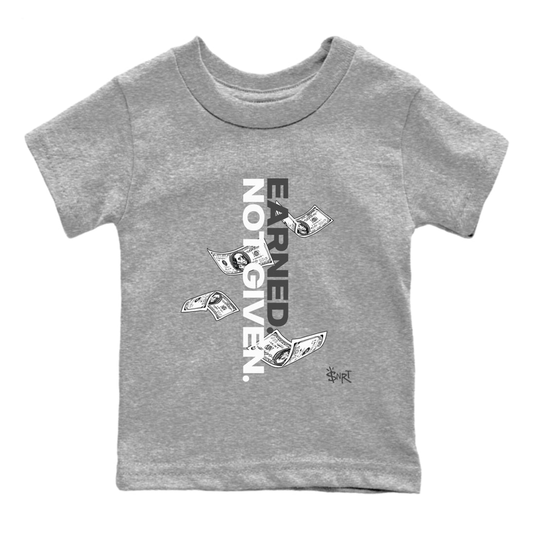 9s Cool Grey shirts to match jordans Earned Not Given sneaker match tees Air Jordan 9 Retro Cool Grey match shoes to clothes SNRT Sneaker Tees Youth Baby Heather Grey 2 tee