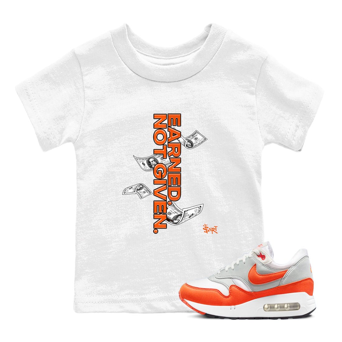 Air Max 1 OG '86 'Summit White and Cosmic Clay shirts to match jordans Earned Not Given sneaker match tees Air Max 1 Cosmic Clay match shoes to clothes SNRT Sneaker Tees Youth Baby White 1 tee